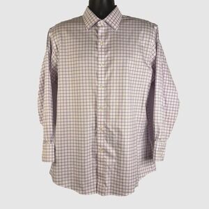 Brooks Brothers Mens Shirt Purple Sz 16 1/2 Check Long Sleeve Stretch Regent Fit